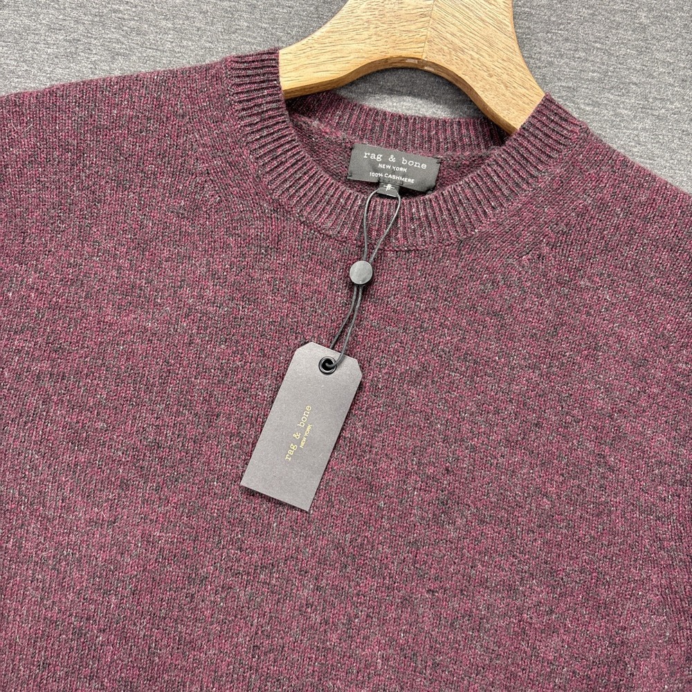 Rag & Bone Haldon 100% Cashmere Sweater Mens S Knit Pullover Burgundy NEW